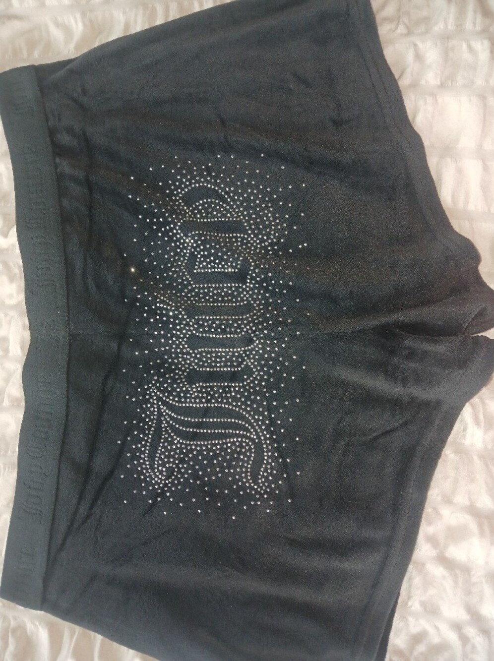 Juicy Couture Black Rhinestone Logo Bike Shorts